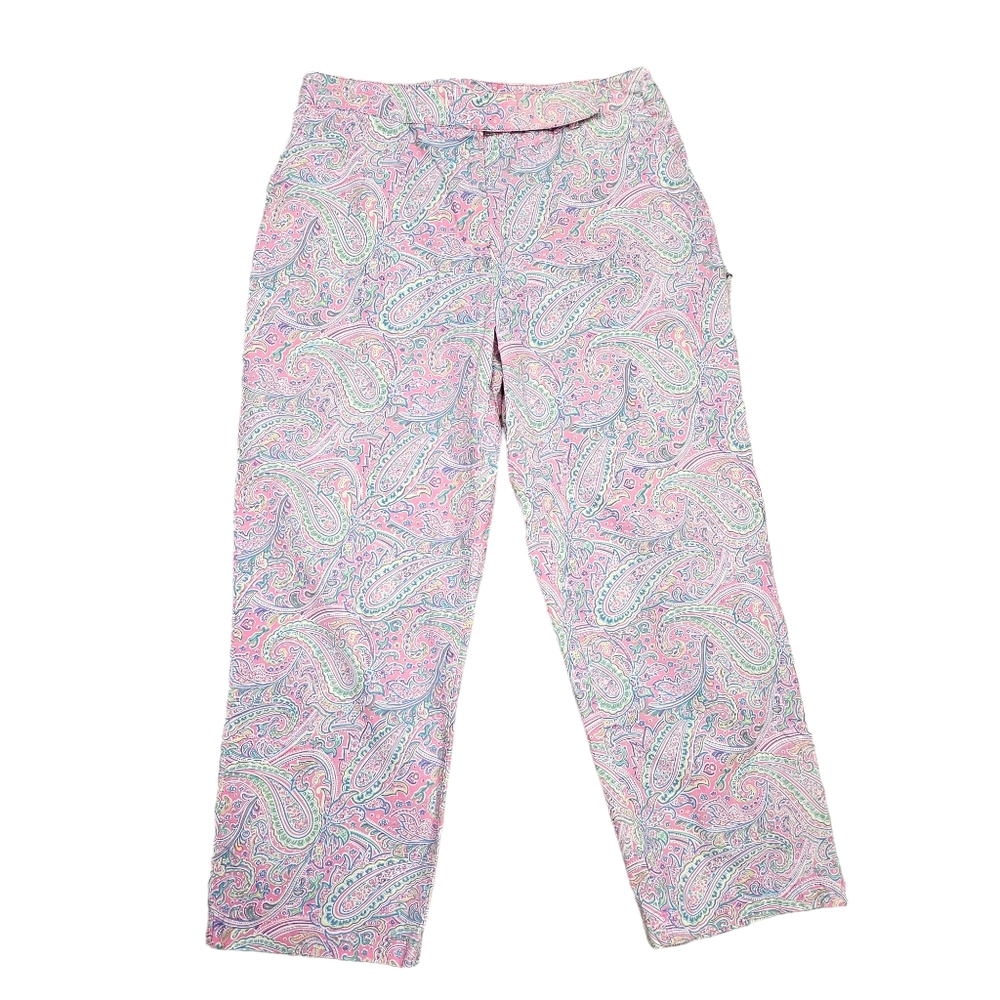 Izod Womens Capris Crops Sz 8 Pastel Paisley Print